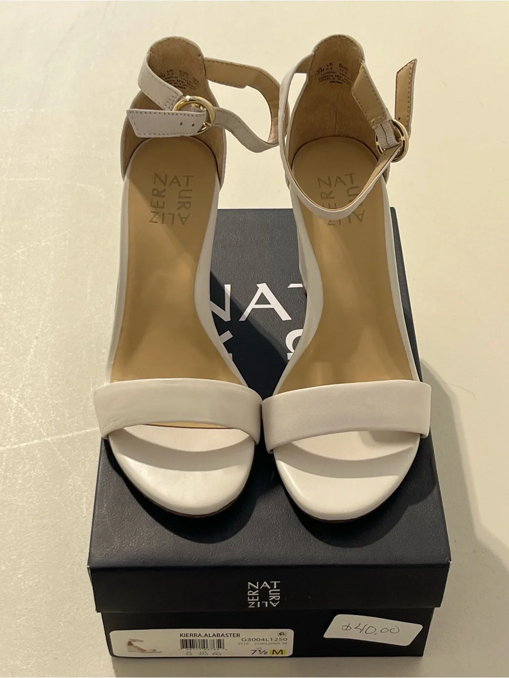 Naturalizer Cream Wedge Sandals with Ankle Strap